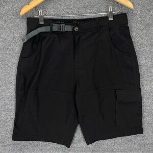 Gerry Mens Shorts Size 32 Black Belted Adjustable Waist Cargo 10” Inseam Outdoor